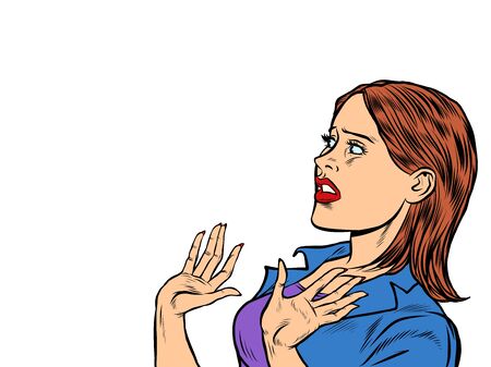 Woman scared emotions reactionのイラスト素材