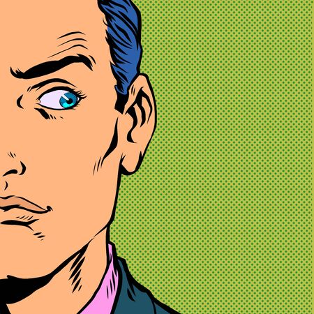 anxious man looking. Pop art retro vector illustration vintage kitsch 50s 60s styleのイラスト素材