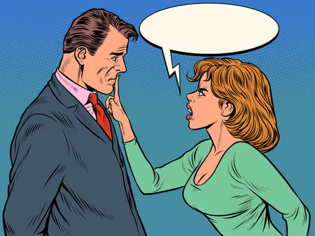 Couple quarreling, woman and man. Husband and wife scandalのイラスト素材