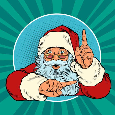 Santa Claus points up. Presentation gestureのイラスト素材