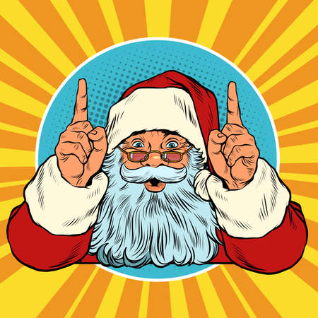 Santa Claus points up. Presentation gestureのイラスト素材