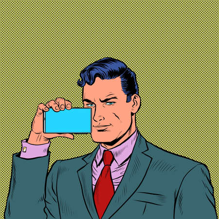businessman streams on a smartphoneのイラスト素材