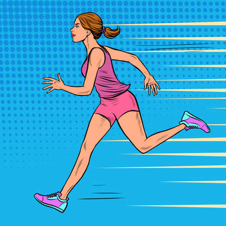 White woman athlete runs. Sports and health. Marathon runのイラスト素材