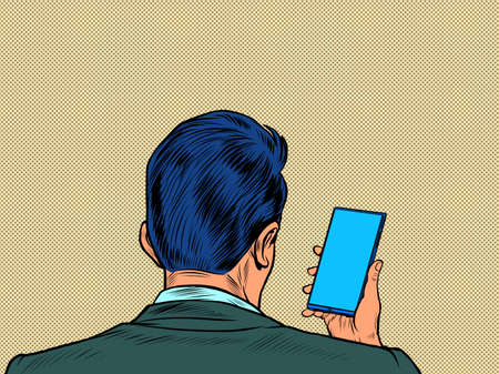 A male businessman with a smartphone. Mobile Internet and onlineの写真素材