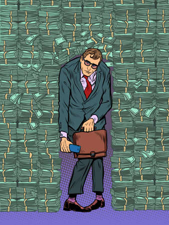 A businessman in money. Financial pressure and depression. A rich manのイラスト素材
