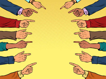 hands point to the center, poster attention important informationのイラスト素材