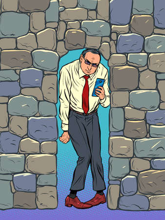 Businessman crushed by stones. Depression and pressure at workのイラスト素材