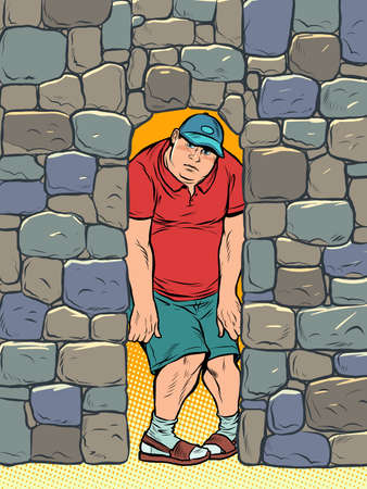 funny young fat man, Depression and pressure of othersのイラスト素材