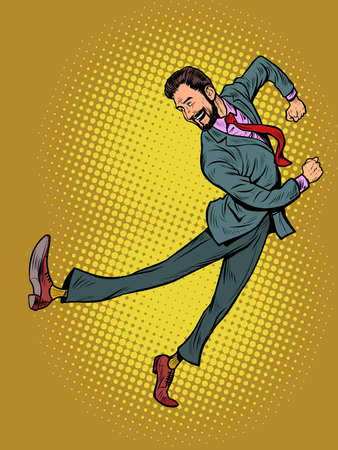 Joy dance jump The characteristic emotional pose of a businessman manのイラスト素材
