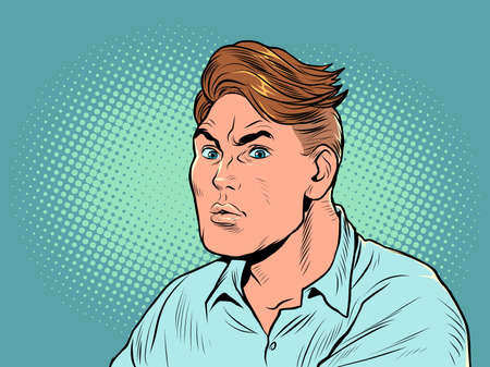 serious concerned man, portrait face head. Emotional difficulties and problemsのイラスト素材