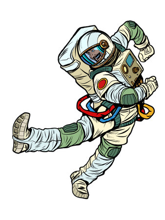 Joy dance jump The characteristic emotional pose of a astronaut manのイラスト素材