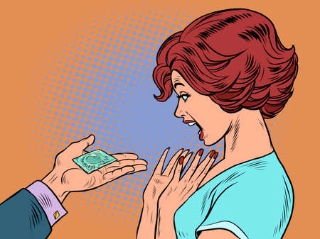 A man gives a woman a condom. Sexual intimacy. Dateのイラスト素材