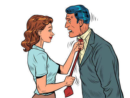 the wife ties her husbands tie, the family. Morning man is going to workのイラスト素材