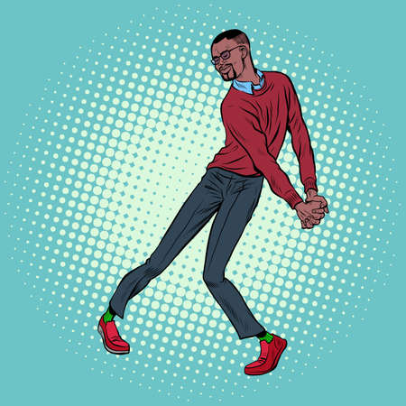 african young man dancing, stylish clothes. Freedom and fan, love of musicのイラスト素材