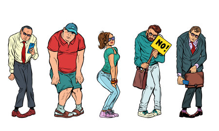 A set of different peoples poses. Man and woman, young and oldのイラスト素材