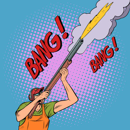 Shot up. Sports shooting from a gun or a hunterのイラスト素材