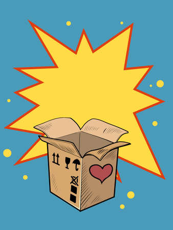 open empty box valentine surprise greeting, love romanceのイラスト素材