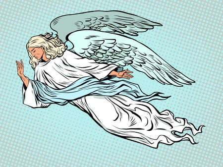 male angel flying, christian religious creature. Symbol of grief and sadnessのイラスト素材