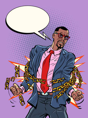 a businessman breaks the chains, a symbol of freedom and struggle against economic and political ties. Citizen and his rightsのイラスト素材