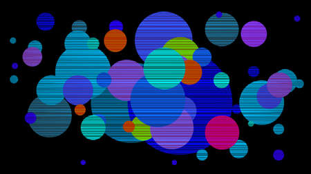 pink blue neon lines circles bubbles, geometric shapes, virtual space, ultraviolet light, 80s style, retro disco abstract backgroundのイラスト素材
