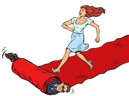 Woman hero on the red carpet of the film premiere. The winner goes aheadのイラスト素材