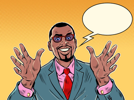 joy greeting african american man hugs, friendly meeting, good friendのイラスト素材