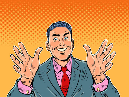joy greeting man hugs, friendly meeting, good friendのイラスト素材