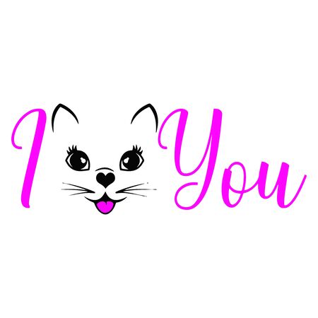 Vector Illustration I Love You Catのイラスト素材