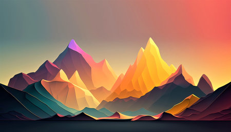 mountain landscape. Vector illustration of a mountain range. sunset.の素材