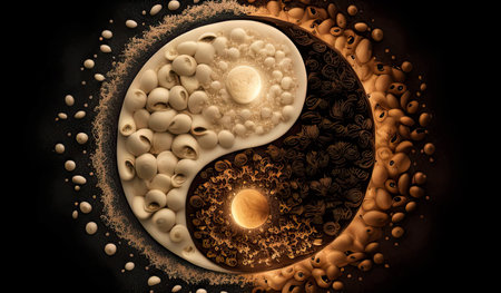 Coffee background yin yang.の素材
