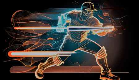 Baseball player in action, vector illustration, sport background.の素材