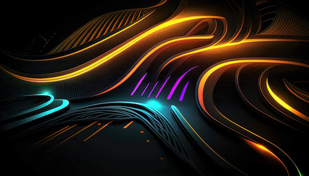 Abstract technology background with glowing lines. vector illustration. eps 10.の素材