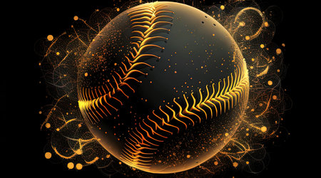 Abstract background with a baseball ball  and an abstract pattern. 3d illustrationの素材