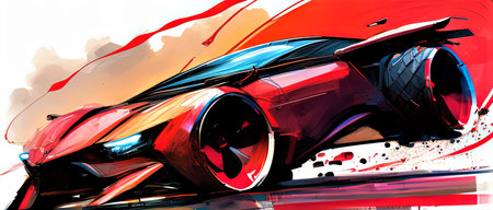 Abstract color car design on the white background. 3d illustration.の素材