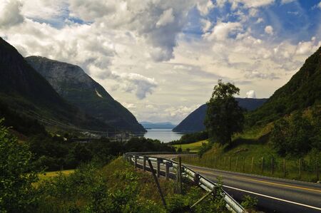 A view of Maurangerfjord in Kvinnherad, Norway.の写真素材