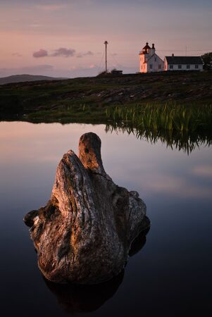 Landscape at Tungenes with the old lighthouse in the background.の写真素材