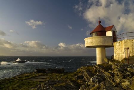 Foeloey lighthouse at Rennesoey, Rogaland.の写真素材