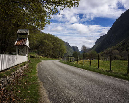 The road leading further in valley, Bjerkreim, Rogaland, Norway の写真素材
