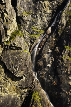 Detail from the mountainside at Voeringsfossen, Hordaland, Norway の写真素材