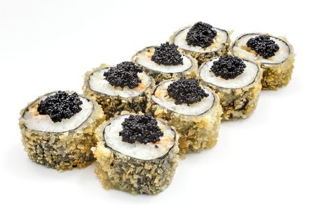 Japanese seafood sushi , roll on a white background, isolatedの写真素材
