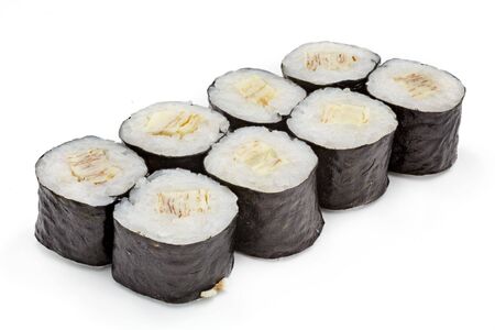 Japanese seafood sushi , roll on a white background, isolatedの写真素材