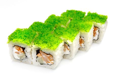 Japanese seafood sushi , roll on a white background, isolatedの写真素材