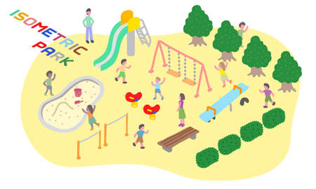 Vector illustration of the park that depicted in isometricのイラスト素材