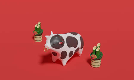 The lucky item of the Japanese tradition of the cute design: 3D renderingの写真素材