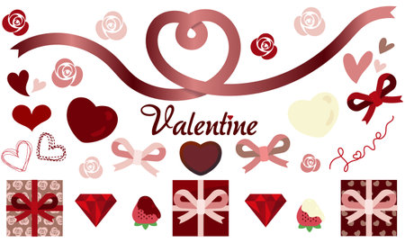 Valentine Decoration Illustration Setのイラスト素材