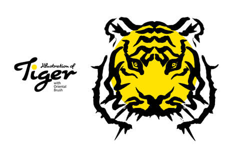 Vector of the face of the tiger of simple design illustrations Part 2のイラスト素材