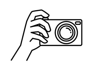 Simple vector graphic of hand holding the cameraのイラスト素材