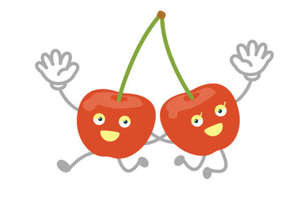 Vector illustration of a simple and cute cherries characterのイラスト素材