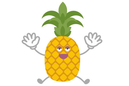 Vector illustration of simple and cute pineapple character to jumpのイラスト素材