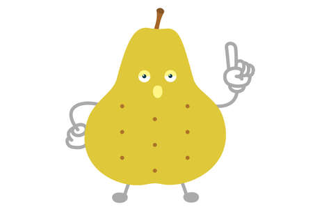 Vector illustration of a simple and cute pear character to pointのイラスト素材